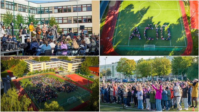 Tūkstantis mokinių – vienas skambantis „Ačiū“: įspūdingas muzikinis sveikinimas mokytojams