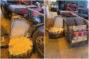 Muitininkai sulaikė į Lenkiją išvažiuojantį vilkiką – degalų bakai buvo prikimšti cigarečių