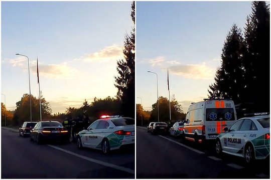 Kelių policijos ekipažas prie Vilniaus visai atsitiktinai užkirto kelią galimai nelaimei – vairuotojui skubiai reikėjo medikų