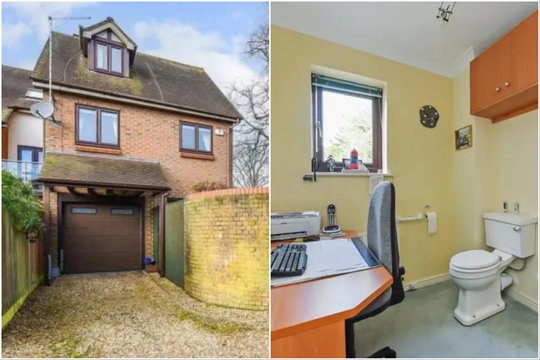 Parduodamas namų biuras su netikėtu „patogumu“ darbo kambaryje