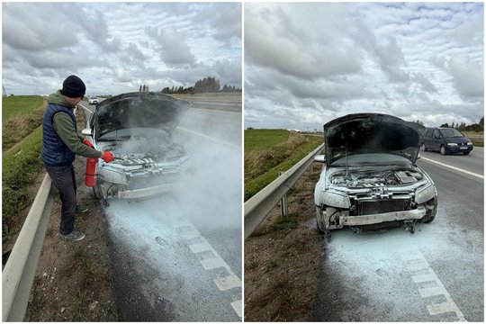 Po avarijos iki namų nenuvažiavo: kelionę nutraukė „audinėje“ plykstelėjusi liepsna