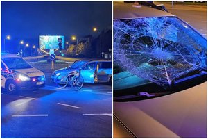 Vidurnakčio pasimatymas sankryžoje: panelės automobilio stiklas vaikinuko galvos neatlaikė