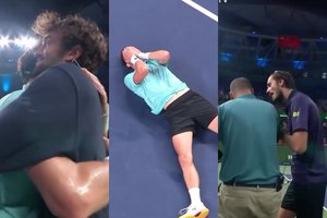 Korte vėl siautėjusį D. Medvedevą nugalėjęs prancūzas ATP 1000 turnyro finale kovos prieš savo pusbrolį