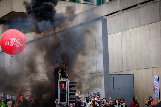 Vykstant tūkstantiniam protestui Briuselyje – suėmimai ir ašarinės dujos