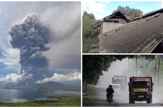 Vėl driokstelėjo suaktyvėjęs Indonezijos ugnikalnis: kaimus padengė pelenų sluoksnis