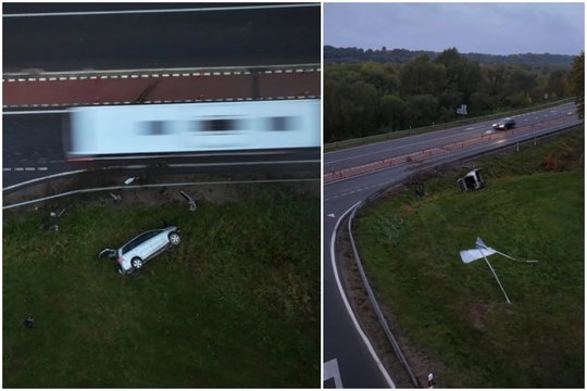 Avaringa sankryža Šilinėje vėl „pagavo“ automobilį – nuskriejo į griovį ir trenkėsi į pylimą