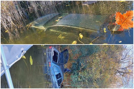 BMW įlėkė į Asvejos ežerą: narai automobilį aptiko 2 metrų gylyje