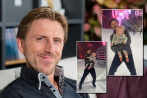 Su dar nė metų neturinčia dukra – ant ledo: Povilas Vanagas parodė sugebėjimus