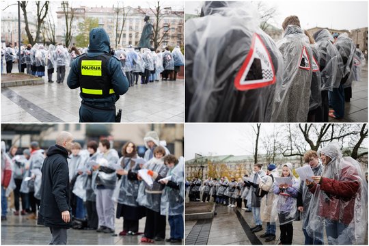 Kultūros bendruomenė nesitraukia: užfiksavo protesto akciją prie Vyriausybės