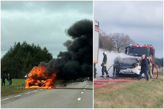 Jonavos rajono kelyje sudegė automobilis