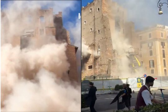 Nelaimė Romoje: istorinis bokštas paskendo dulkėse