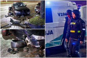 Vilniaus Naujamiestyje BMW rėžėsi į medį – vairuotojas girtas