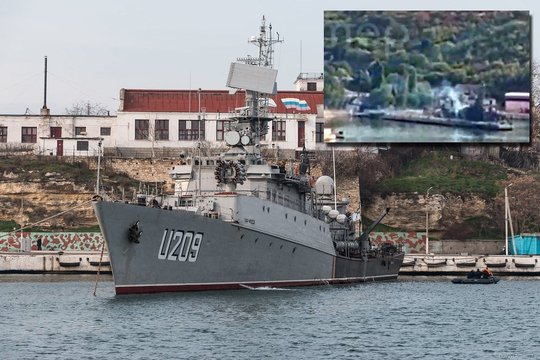 Kryme užsidegė rusų laivas