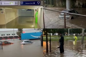 Turistų pamiltoje Barselonoje – galinga stichija: atšaukta daugybė skrydžių, skęsta gatvės