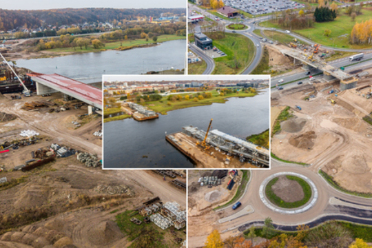 Kaune – trys nauji tiltai ir viadukas: rodo, kiek statybos pasistūmėjo į priekį