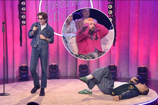 Filmavimo metu Rolandas Mackevičius nukrito