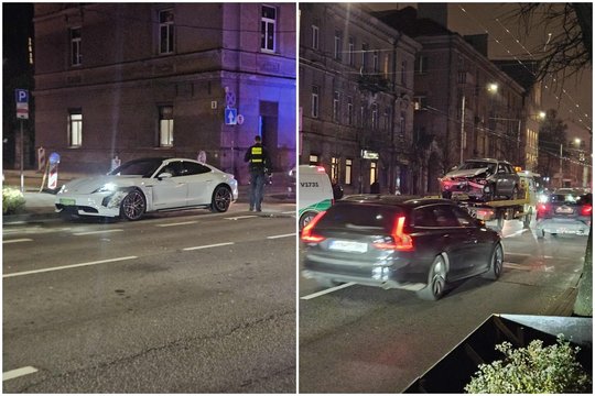 Dviejų automobilių susidūrimas judrioje gatvėje Vilniaus centre sukėlė spūstis