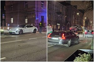 Dviejų automobilių susidūrimas judrioje gatvėje Vilniaus centre sukėlė spūstis