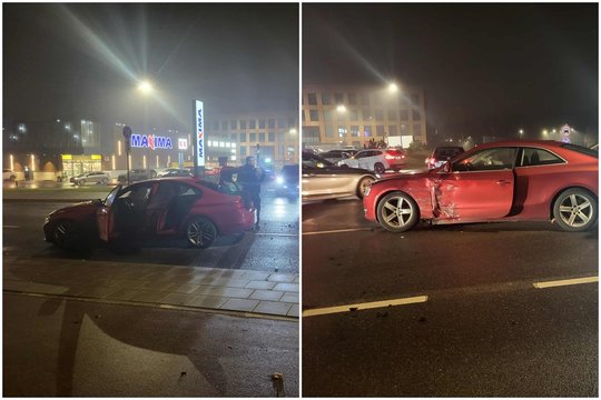 BMW ir „Audi“ susidūrimas Vilniuje – į ligoninę išvežta moteris