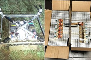 Pasieniečiai Šalčininkų rajone nutupdė kontrabandą iš Baltarusijos skraidinusį droną