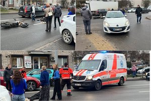 Vilniuje automobilis susidūrė su motociklu – po smūgio motociklininkas liko gulėti ant kelio