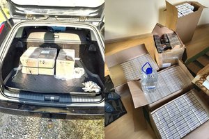 Automobilyje ir sodyboje – 4 tūkst. pakelių nelegalių cigarečių ir penki litrai „samanės“