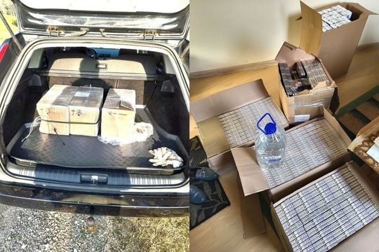 Automobilyje ir sodyboje – 4 tūkst. pakelių nelegalių cigarečių ir penki litrai „samanės“