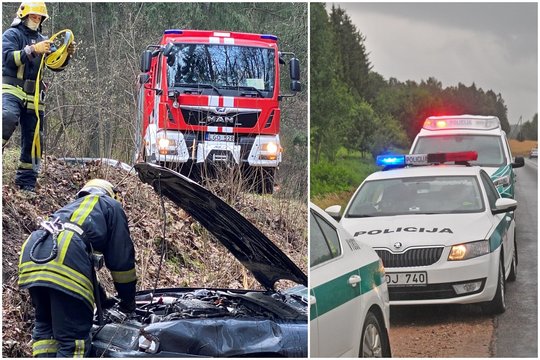 Mirtina kaktomuša Vilkaviškio r.: žuvo senolis, kitą vairuotoją vadavo ugniagesiai