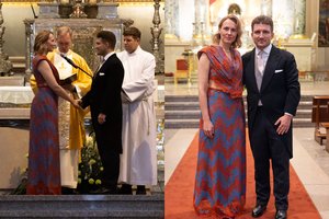 Susituokė politologas M. Milta ir jo mylimoji Ū. Ambrasaitė: akį traukė neįprasta nuotakos suknelė