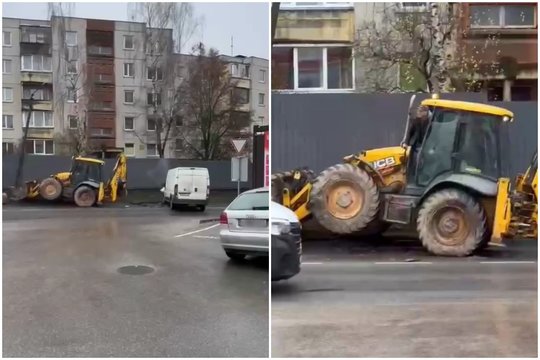 Kauno degalinėje pats riedėti pradėjęs autobusiukas traktorių nubloškė į elektros stulpą