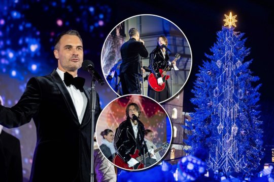 Kauno eglės įžiebime – netikėtas pasirodymas: širdis virpino M. Jankavičiaus ir sūnaus duetas