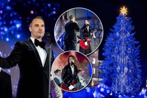 Kauno eglės įžiebime – netikėtas pasirodymas: širdis virpino M. Jankavičiaus ir sūnaus duetas