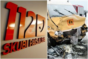 Slidžiame Anykščių r. kelyje apsivertė mokyklinis autobusiukas, kuriuo iš mokyklos važiavo 5 vaikai