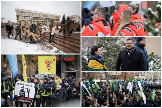 Prie Seimo – garsūs pareigūnų nepasitenkinimo šūksniai: užfiksavo protesto akimirkas