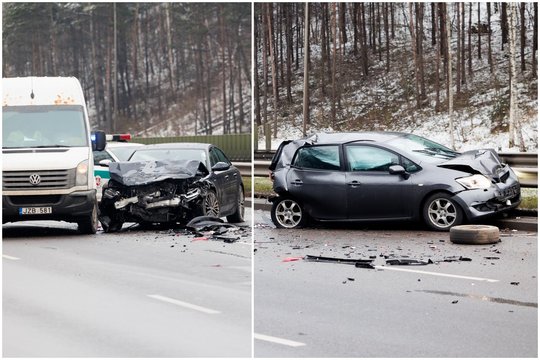 Judrioje Vilniaus gatvėje masinė avarija – nukentėjo žmogus
