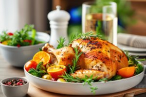 Lengvai pagaminama, traški, šventinio stalo karalienė – apelsinais ir medumi glazūruota višta