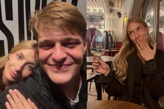 Susižadėjo komikas Viktoras Balykovas ir jo mylimoji Indrė