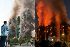 Siaubingas gaisras Honkonge: milžiniškos liepsnos, yra žuvusių