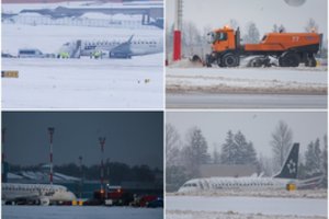 Incidentas Vilniaus oro uoste: nuo riedėjimo tako nuslydo lėktuvas