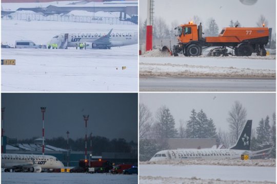 Incidentas Vilniaus oro uoste: nuo riedėjimo tako nuslydo lėktuvas