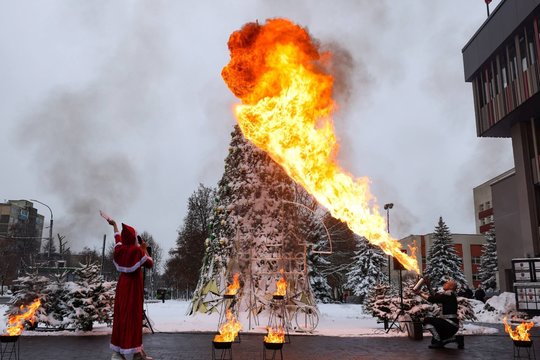 Kauno rajone įžiebta eglė pakurstė aistras: „paskendo“ liepsnose