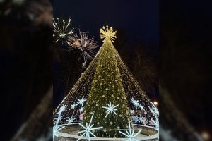 Šventinė dvasia užliejo Švenčionių miestą: įžiebta Kalėdų eglė pateikė staigmenų