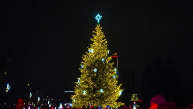 Šventine magija alsuoja ir Panevėžys: suspindo žinutę siunčianti miesto žaliaskarė