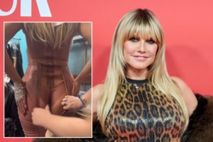 Heidi Klum parodė nepagražintą realybę: dėl gražių nuotraukų vos įsispraudė į lateksinį sijoną