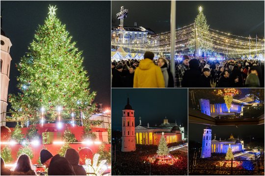 Sunku atsižiūrėti – Vilnius tiesiog švyti: Kalėdų eglė suspindo visu grožiu