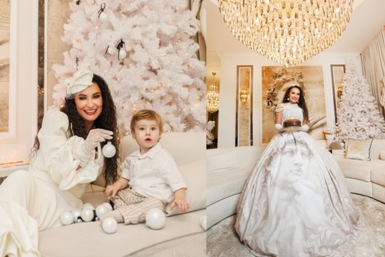 Naujuose Ingos Budrienės namuose šiemet sužibo išskirtinė eglė: įsiamžino pasakiškoje fotosesijoje