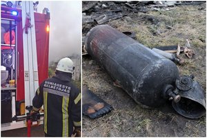 Vilniaus rajone sprogo dujų balionas, kilo gaisras name – apdegęs vyras nuvežtas į ligoninę