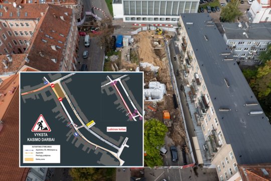 Dėl Vokiečių gatvės rekonstrukcijos keičiasi eismo ribojimai: viena zona iki kovo taps akligatviu