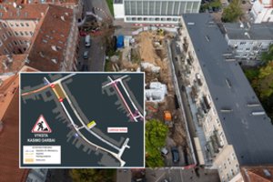 Dėl Vokiečių gatvės rekonstrukcijos keičiasi eismo ribojimai: viena zona iki kovo taps akligatviu