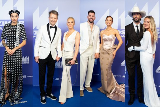 M1 apdovanojimuose – netradicinis aprangos kodas: mėlynuoju kilimu žengė originaliai pasipuošusios garsenybės